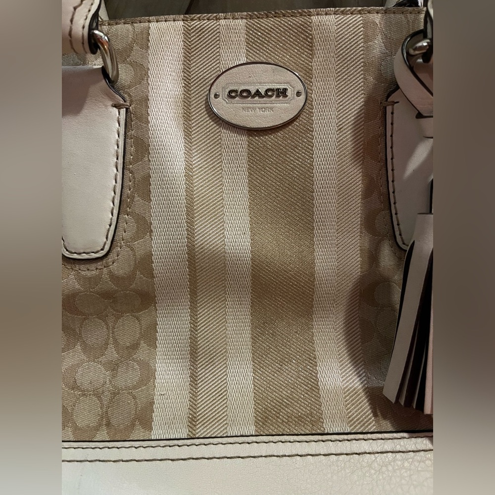 Coach Signature Stripe Candace Carry All Handbag  purse - Picture 6 of 12
